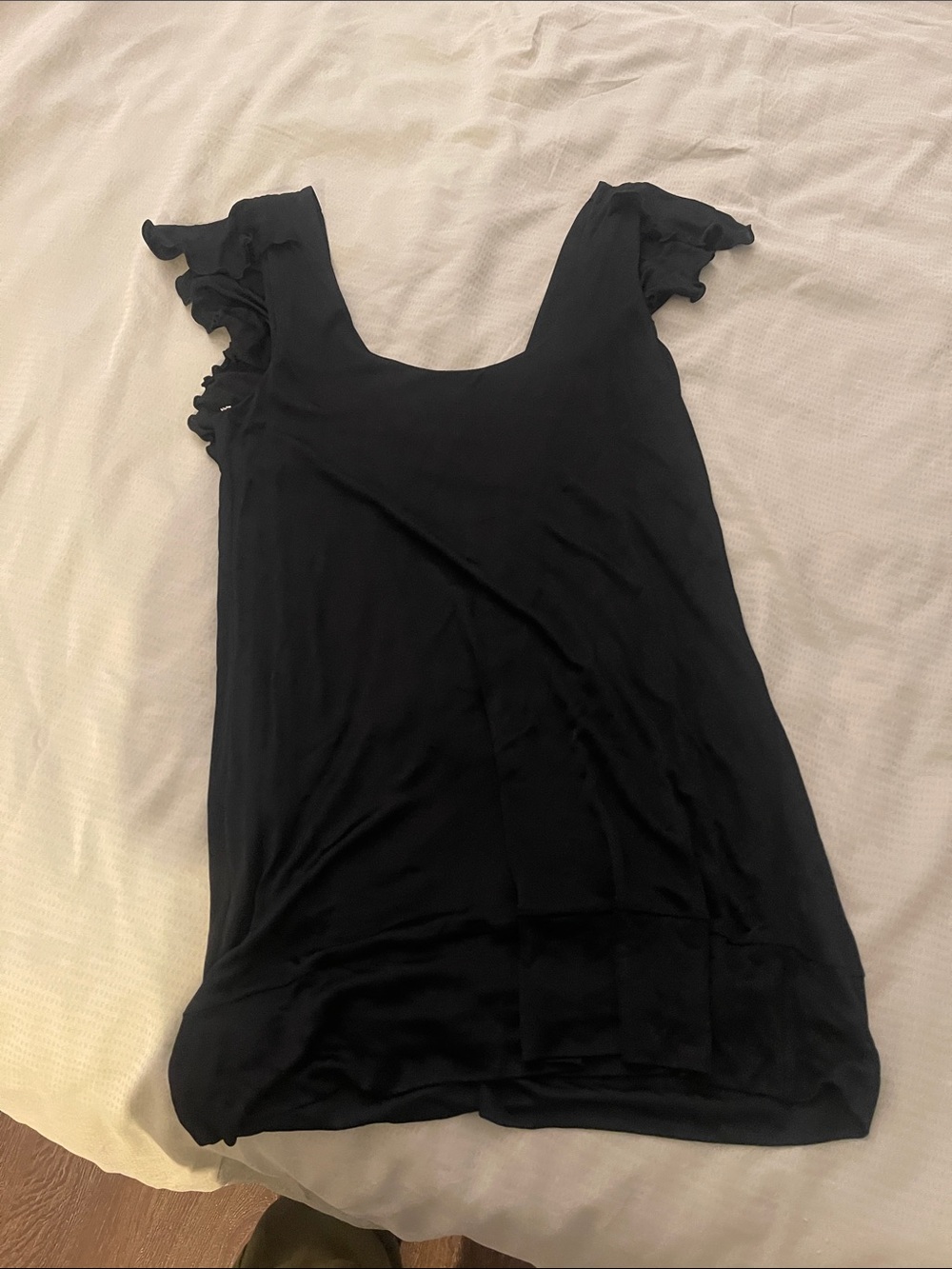 sass & bide Black Ruffle Sleeve Scoop Neck Tank